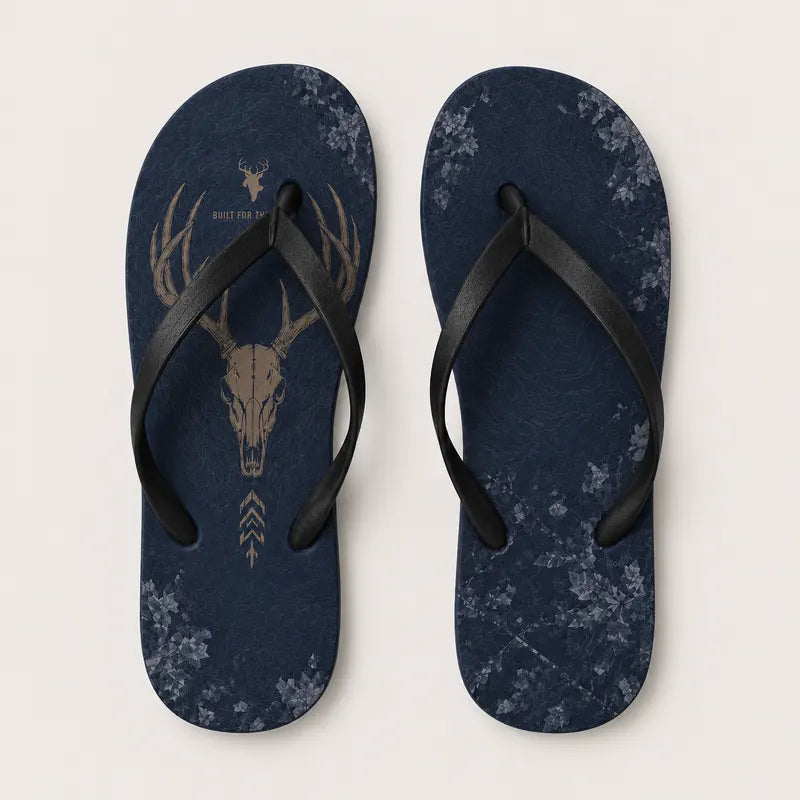 Built For The Hunt Deer Skull Camo Flip Flops