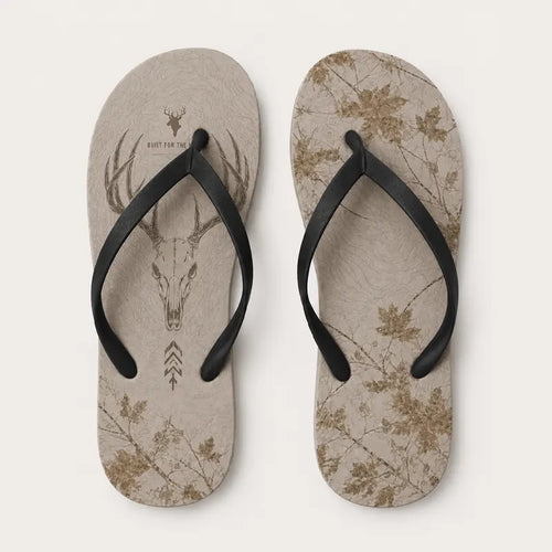 Built For The Hunt Deer Skull Camo Flip Flops
