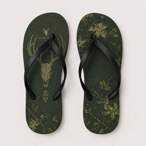 Built For The Hunt Deer Skull Camo Flip Flops