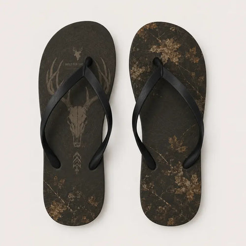 Built For The Hunt Deer Skull Camo Flip Flops