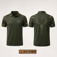 Built For The Hunt Deer Skull Camo Polo Shirt