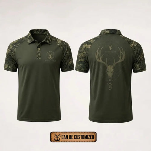 Built For The Hunt Deer Skull Camo Polo Shirt