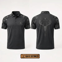 Built For The Hunt Deer Skull Camo Polo Shirt