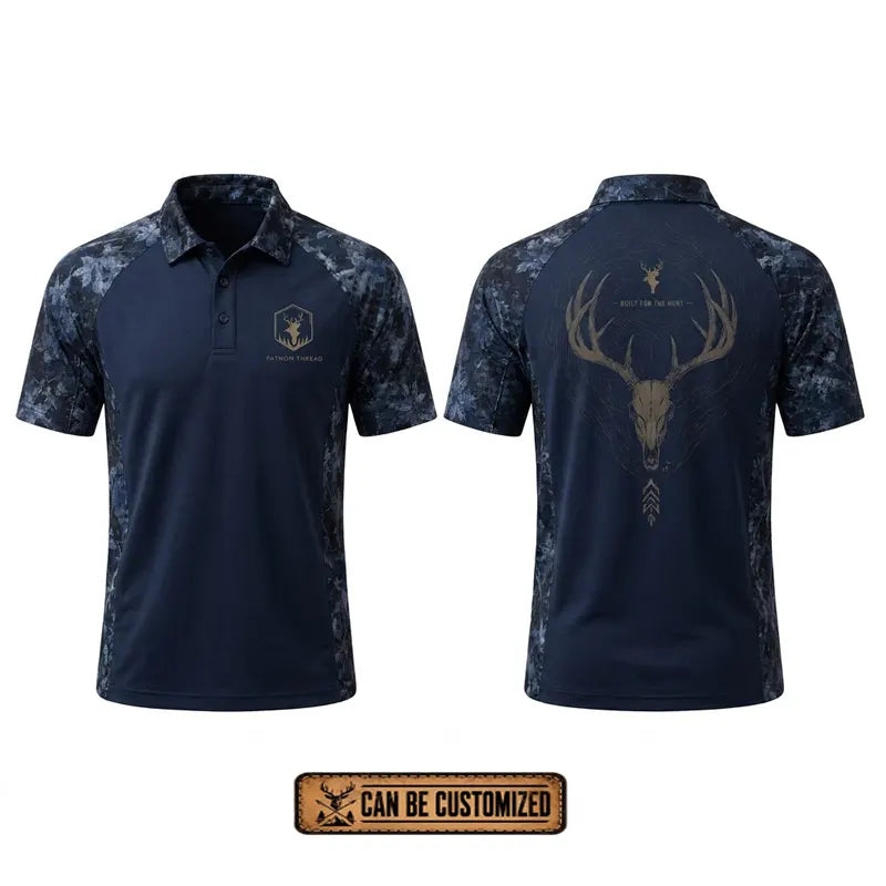 Built For The Hunt Deer Skull Camo Polo Shirt