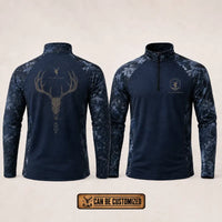 Built For The Hunt Deer Skull Camo Zip Long Sleeve Shirt