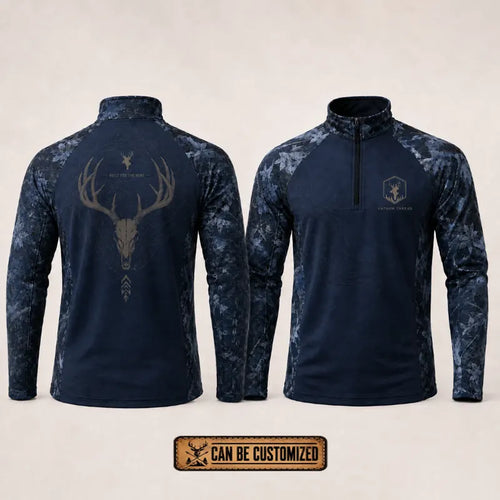 Built For The Hunt Deer Skull Camo Zip Long Sleeve Shirt