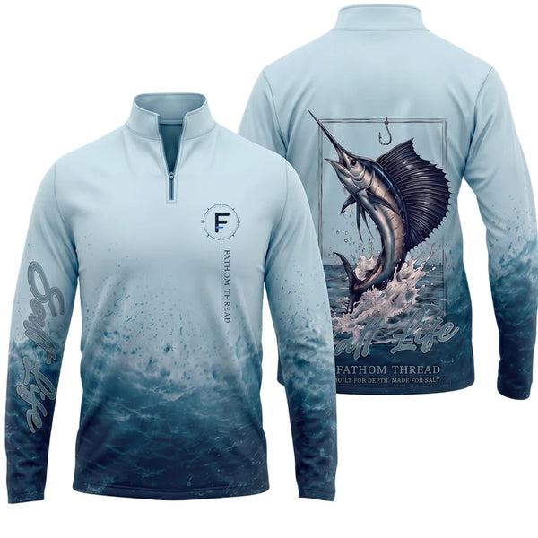 Built for Depth Made for Salt Ocean Fishing Zip Long Sleeve Shirt