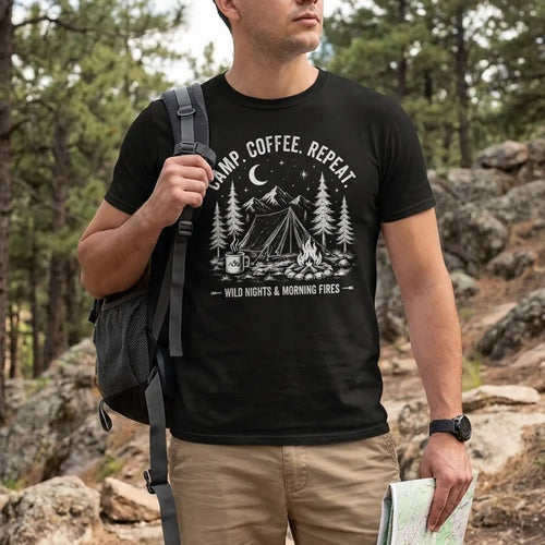 Camp Coffee Repeat Camping T-Shirt