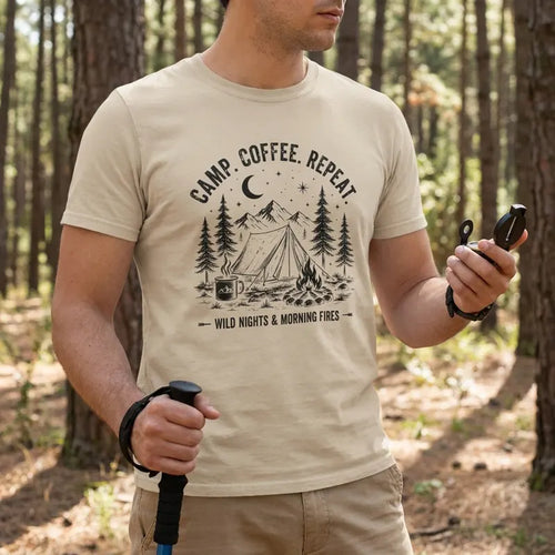 Camp Coffee Repeat Camping T-Shirt