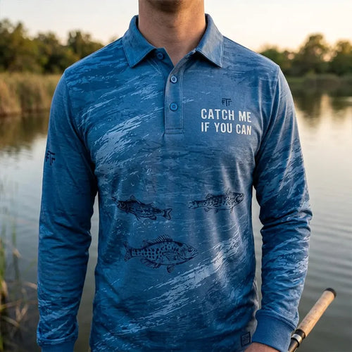 Catch Me If You Can Fishing Polo Long Sleeve Shirt
