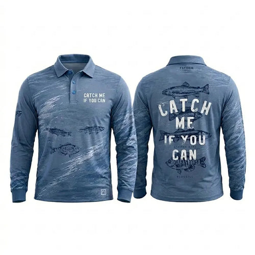 Catch Me If You Can Fishing Polo Long Sleeve Shirt