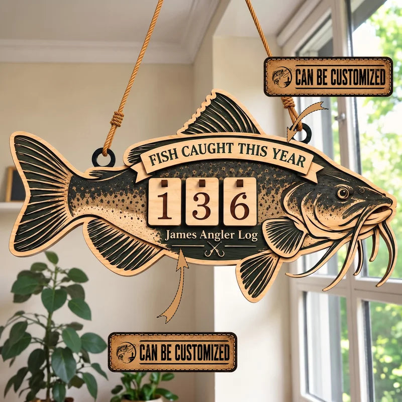 Personalized Wooden Fishing Catch Log Wooden Tracker