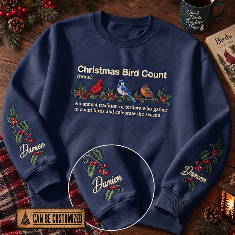 Christmas Bird Count Personalized Birding Sweater 2026