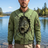 Cracked Wall 3D Largemouth Bass Fishing Bomber Jacket