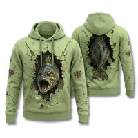 Cracked Wall 3D Largemouth Bass Fishing Hoodie