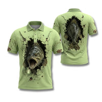 Cracked Wall 3D Largemouth Bass Fishing Polo Shirt