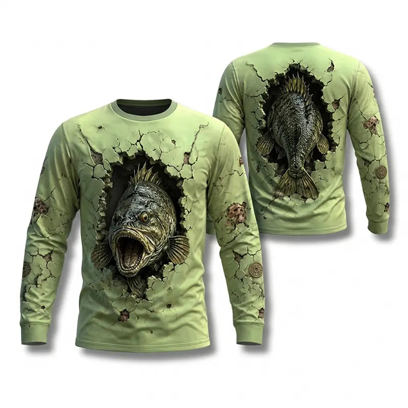 Cracked Wall 3D Largemouth Bass Fishing Sweater