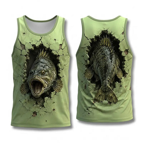 Cracked Wall 3D Largemouth Bass Fishing Tank Top