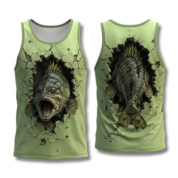 Cracked Wall 3D Largemouth Bass Fishing Tank Top