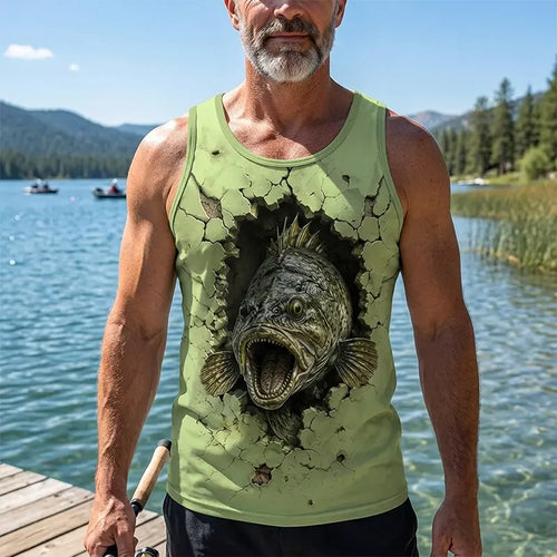 Cracked Wall 3D Largemouth Bass Fishing Tank Top