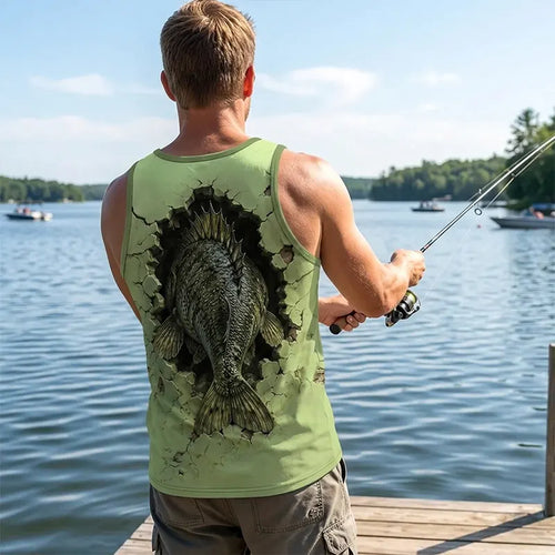 Cracked Wall 3D Largemouth Bass Fishing Tank Top