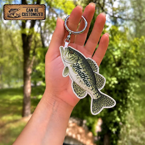Personalized Fish Shaped Embroidered Keychain Tag