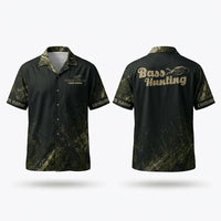 Custom Bass Hunting Camo Fishing Hawaiian Shirt