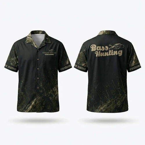 Custom Bass Hunting Camo Fishing Hawaiian Shirt