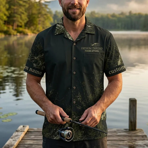 Custom Bass Hunting Camo Fishing Hawaiian Shirt