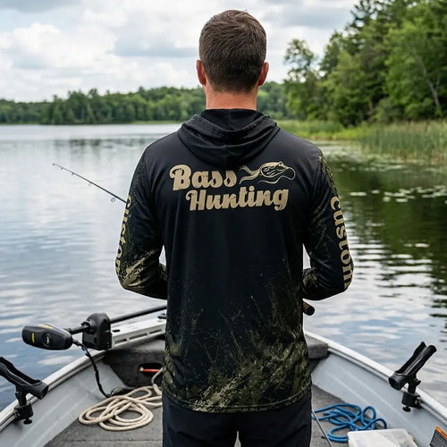 Custom Bass Hunting Camo Fishing Hoodie