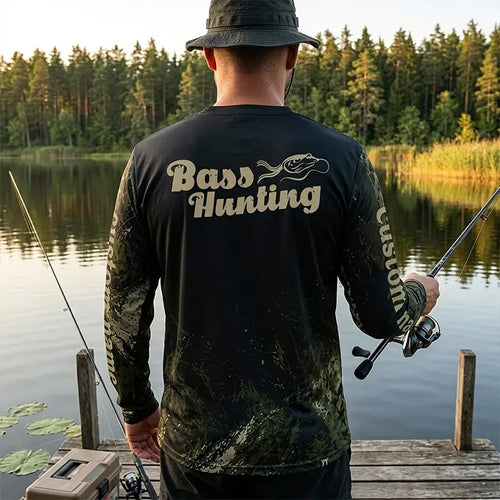 Custom Bass Hunting Camo Fishing Long Sleeve Shirt