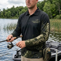 Custom Bass Hunting Camo Fishing Polo Long Sleeve Shirt