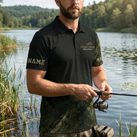 Custom Bass Hunting Camo Fishing Polo Shirt