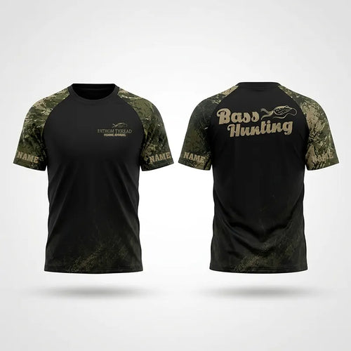 Custom Bass Hunting Camo Fishing T-Shirt