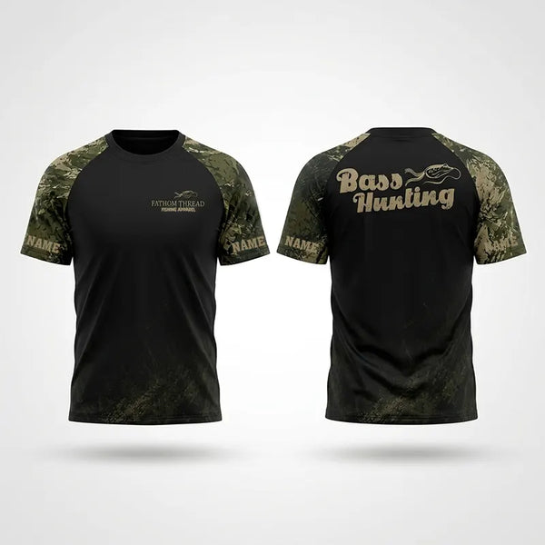 Custom Bass Hunting Camo Fishing T-Shirt