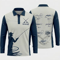 Custom Name Patent Fishing Polo Long Sleeve Shirt