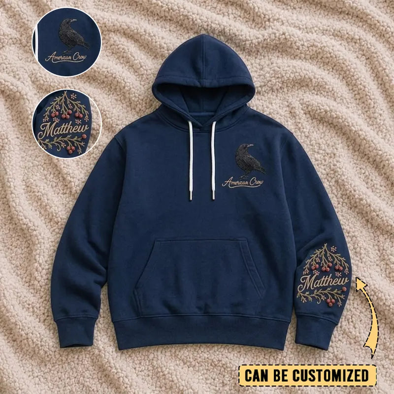 Customized American Crow Embroidered Hoodie 2026