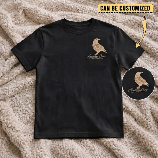 Customized American Crow Embroidered T-Shirt 2026