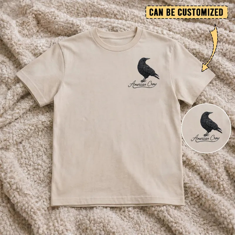 Customized American Crow Embroidered T-Shirt 2026