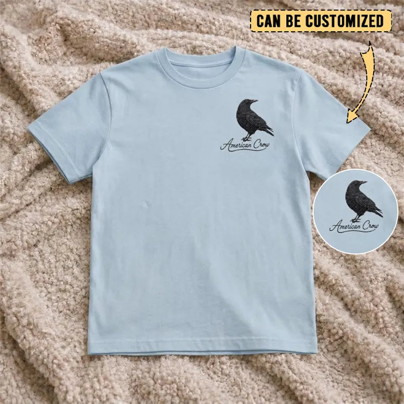 Customized American Crow Embroidered T-Shirt 2026