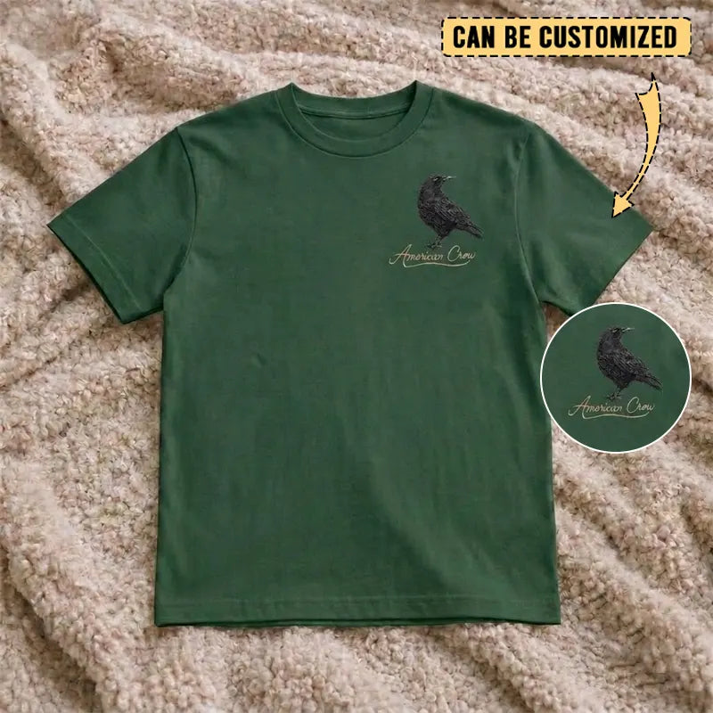 Customized American Crow Embroidered T-Shirt 2026