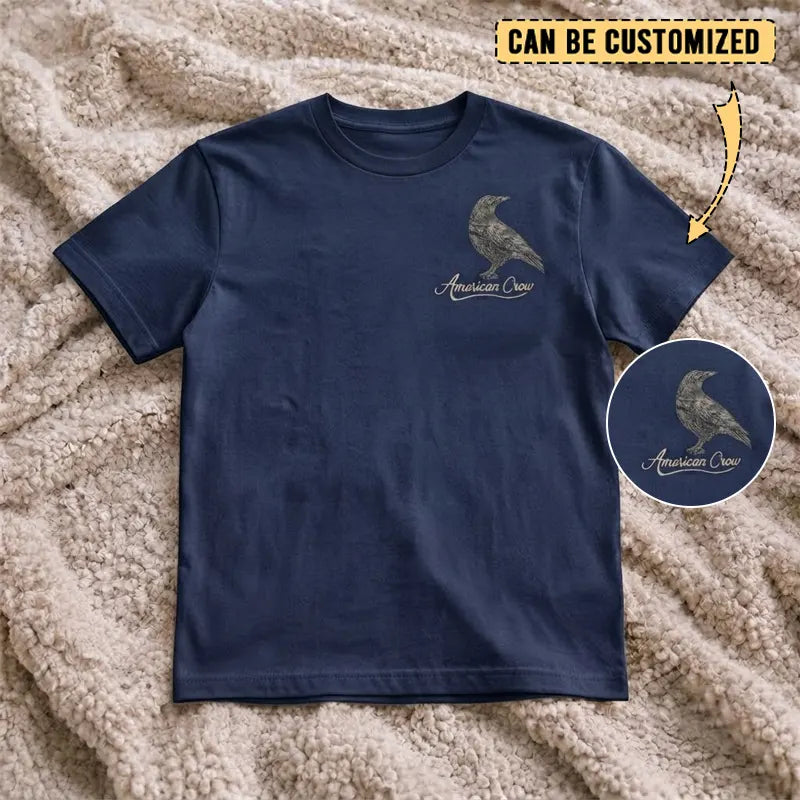 Customized American Crow Embroidered T-Shirt 2026