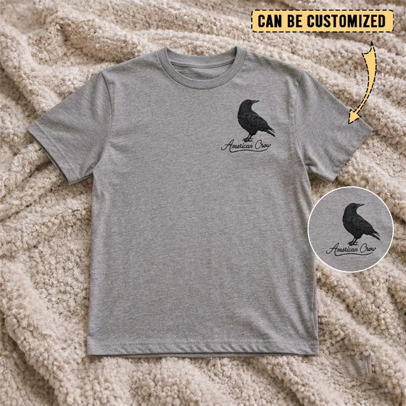 Customized American Crow Embroidered T-Shirt 2026