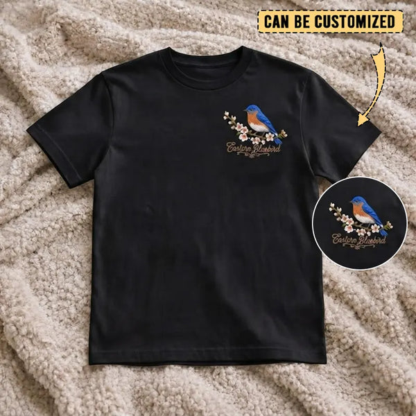 Customized Eastern Bluebird Embroidered T-Shirt 2026