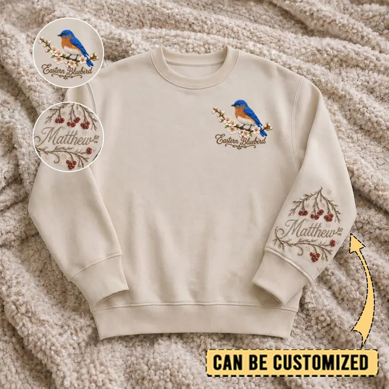 Customized Eastern Bluebird Sweater – Print & Embroidery 2026