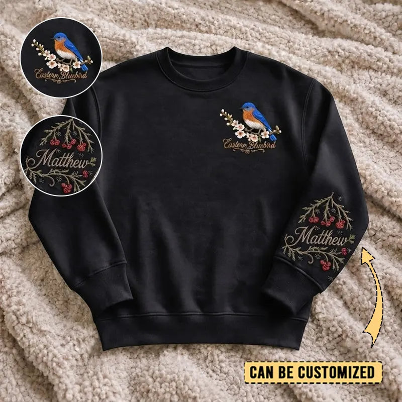 Customized Eastern Bluebird Sweater – Print & Embroidery 2026