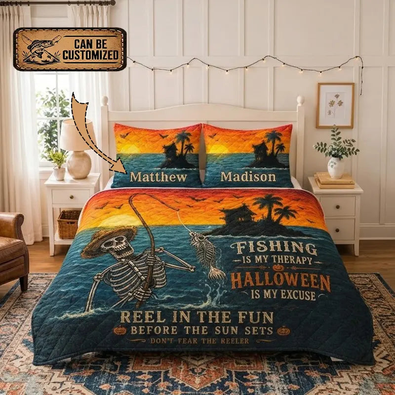 Customized Fishing Halloween Quilt Bedding Set 2026