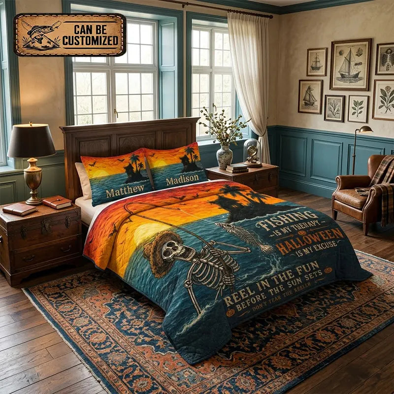 Customized Fishing Halloween Quilt Bedding Set 2026