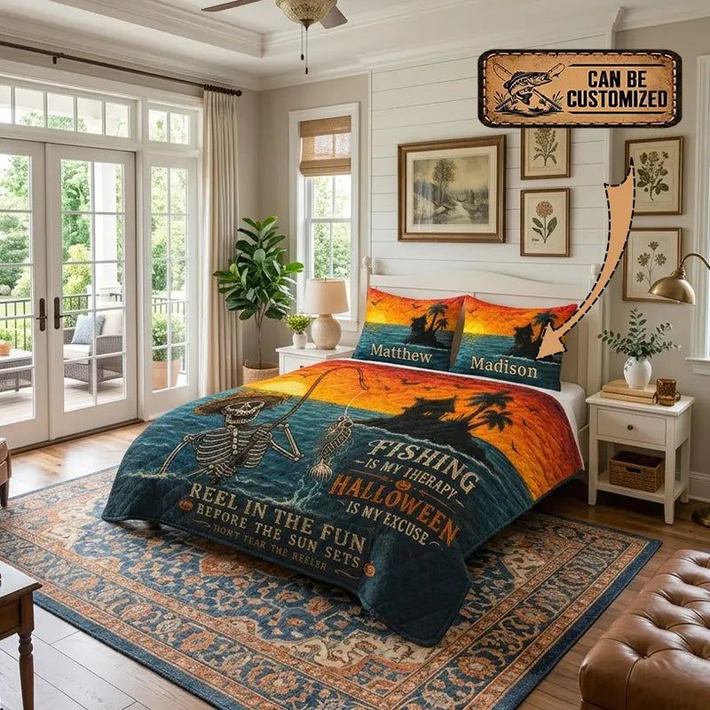 Customized Fishing Halloween Quilt Bedding Set 2026