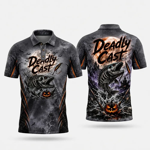 Deadly Cast Halloween 3D Fishing Polo Shirt